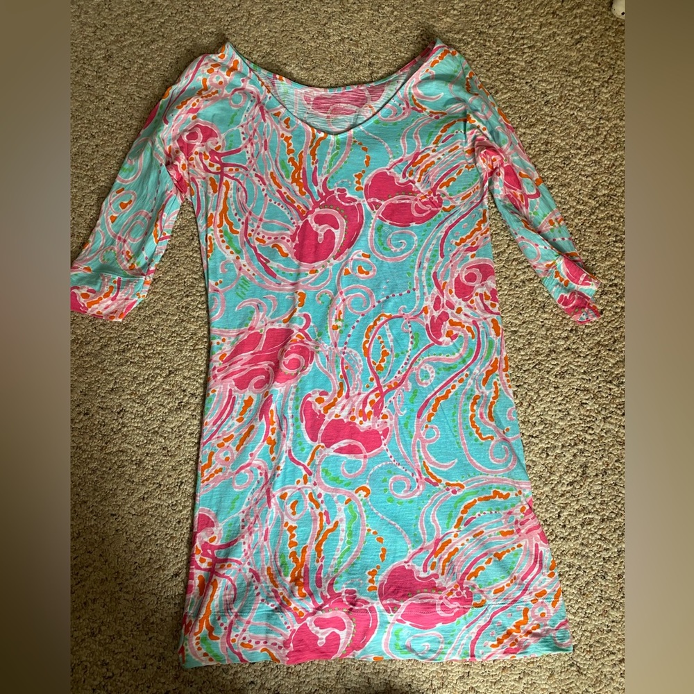 Lilly Pulitzer Jelly Fish Print Quarter Sleeve Dress